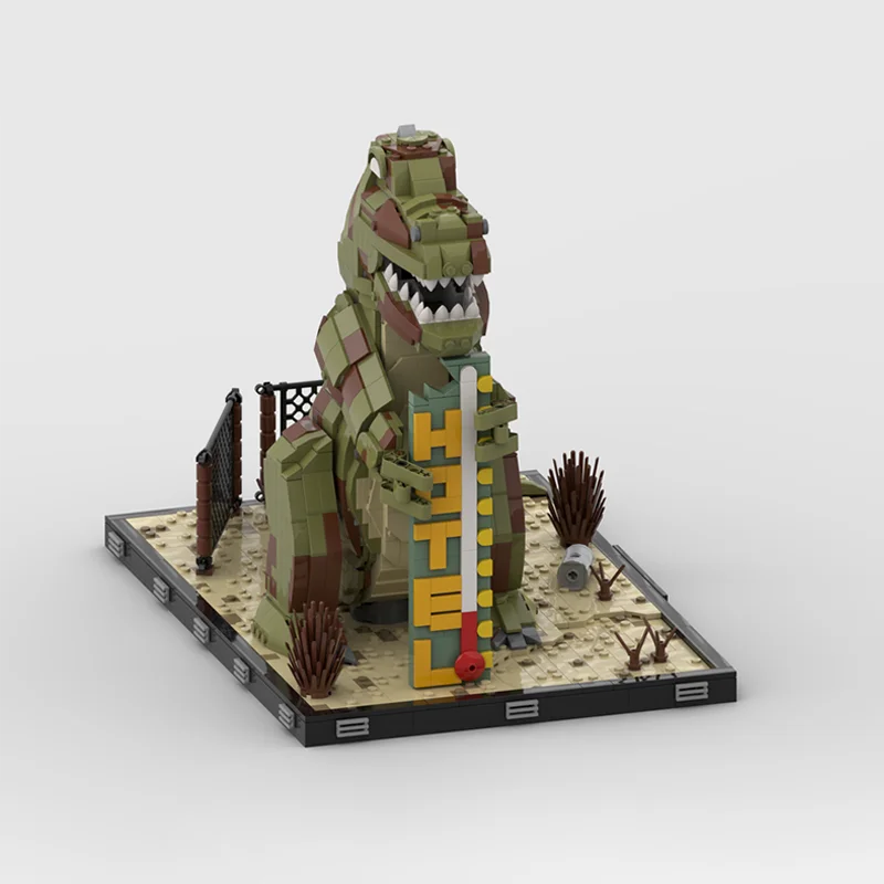 2268 шт. Moc Game Dinky T-Rex From Fallout New Vegas City Street View Модель Строительный блок Diy Дети Сборка
