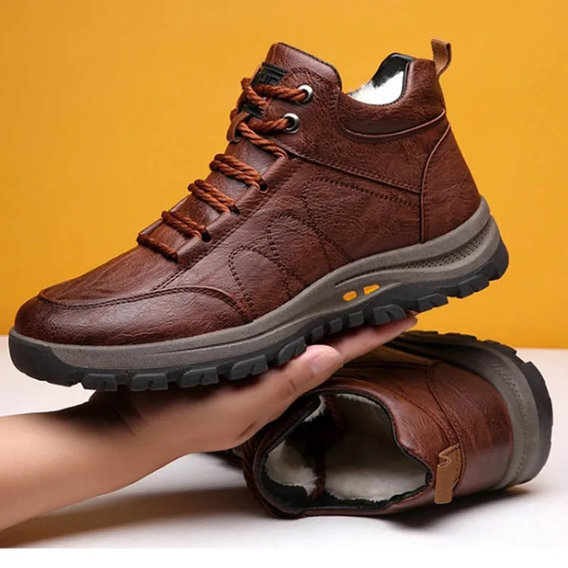 

2022 Winter Men Boots Wool Fur Casual Shoes Leather Designer Outdoors Snow Warm Ankle Boots For Man