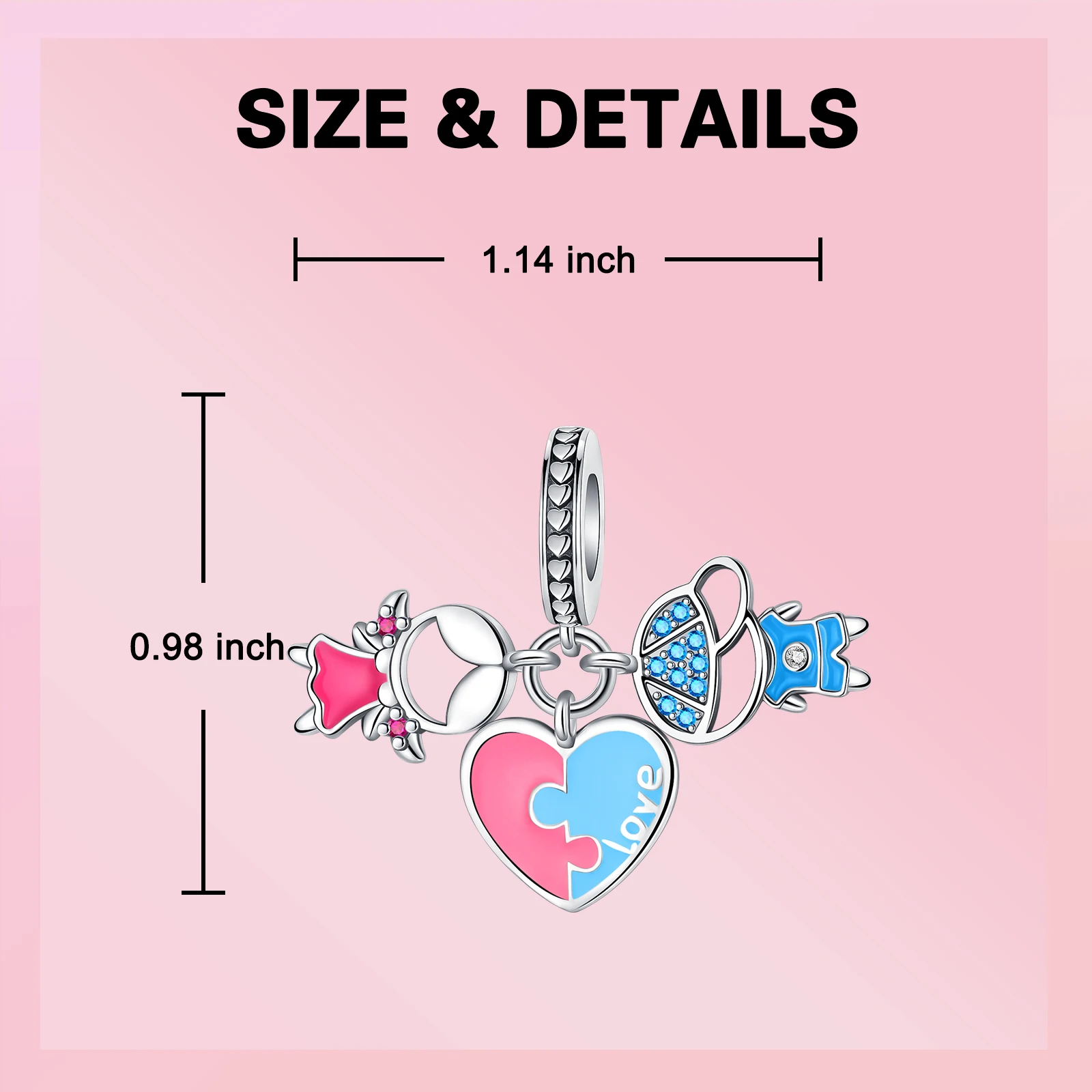 Женский браслет из серебра 925 пробы с подвеской-шармом