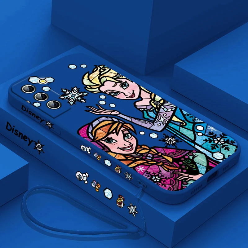 

Frozen Anna Elsa Princess Samsung Cover For Galaxy S23 S22 S21 S20 Pro FE Note 20 Plus Ultra Liquid Left Rope Phone Case