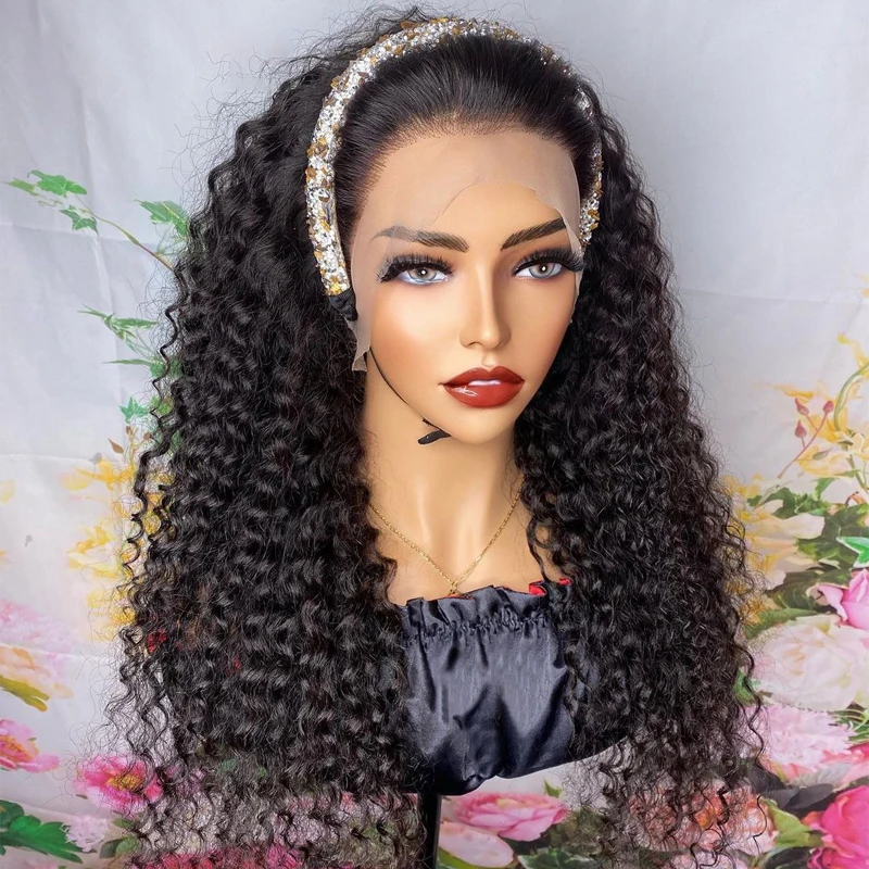 

Натуральный вид длинные мягкие синтетические Курчавые Кудрявые 200 плотные черные кружевные передние парики для женщин натуральная линия в...