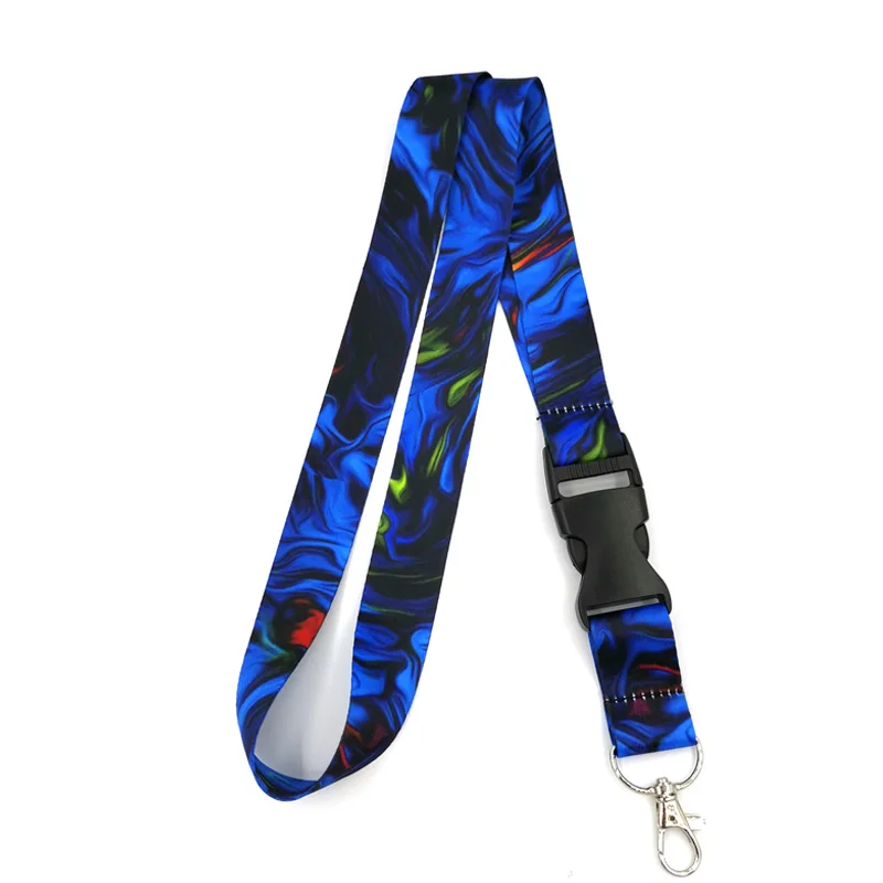 

Blue Watercolor Marble Pattern Lanyards Cool Neck Strap webbings ribbons Phone Keys ID Card Holder Lanyard For Key DIY Hang Rope