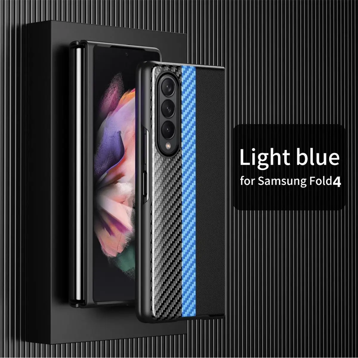 For Samsung Galaxy Z Fold 4 3 2 Case Luxury Leather Colorful Carbon Fiber Ultra-thin Matte Folding Shockproof Protection Cover