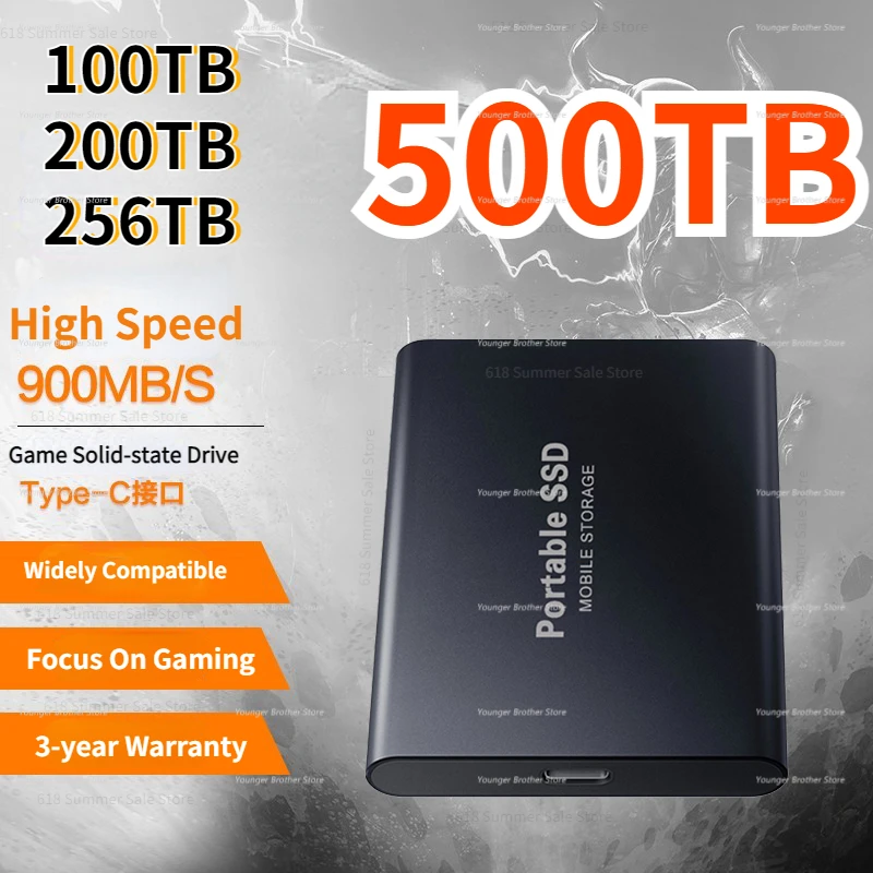 

256TB Original 2023 New Portable USB 3.1 Type-C M.2 SSD External Hard Drive 500GB 1TB 2TB Flash Drive 8TB Hard Disks for Laptops