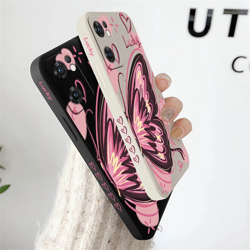 Чехол для телефона OPPO Find X3 Neo X3Pro X5 Lite R17 R15 Pro R9 R9S Plus F9 F11 Fashion Liquid Soft Silicone Butterfly Cover