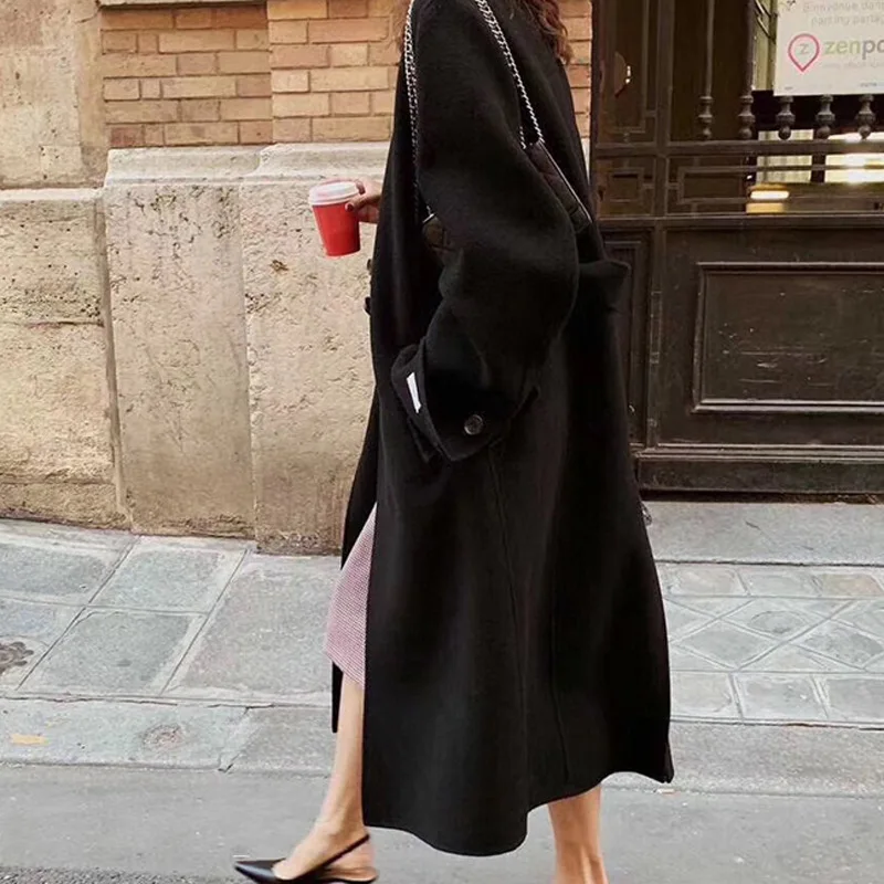 Осень-зима 2022 новое двустороннее кашемировое пальто из чистой 100% шерсти длинное