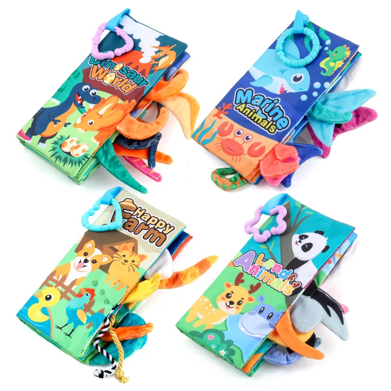 

Fabric Books Newborn Baby Educational Learning Ring Paper Cloth Jungle Tail Book Kids Early Reading Cognition Toys Washable