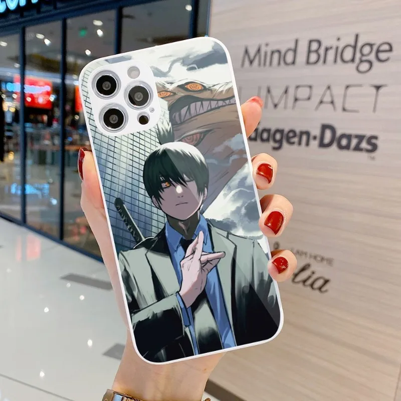 

Чехол для телефона с мультяшным аниме бензопилой для iPhone 14 13 12 11 Pro Max X XR XS 8 7 Plus чехол для телефона из жидкого стекла