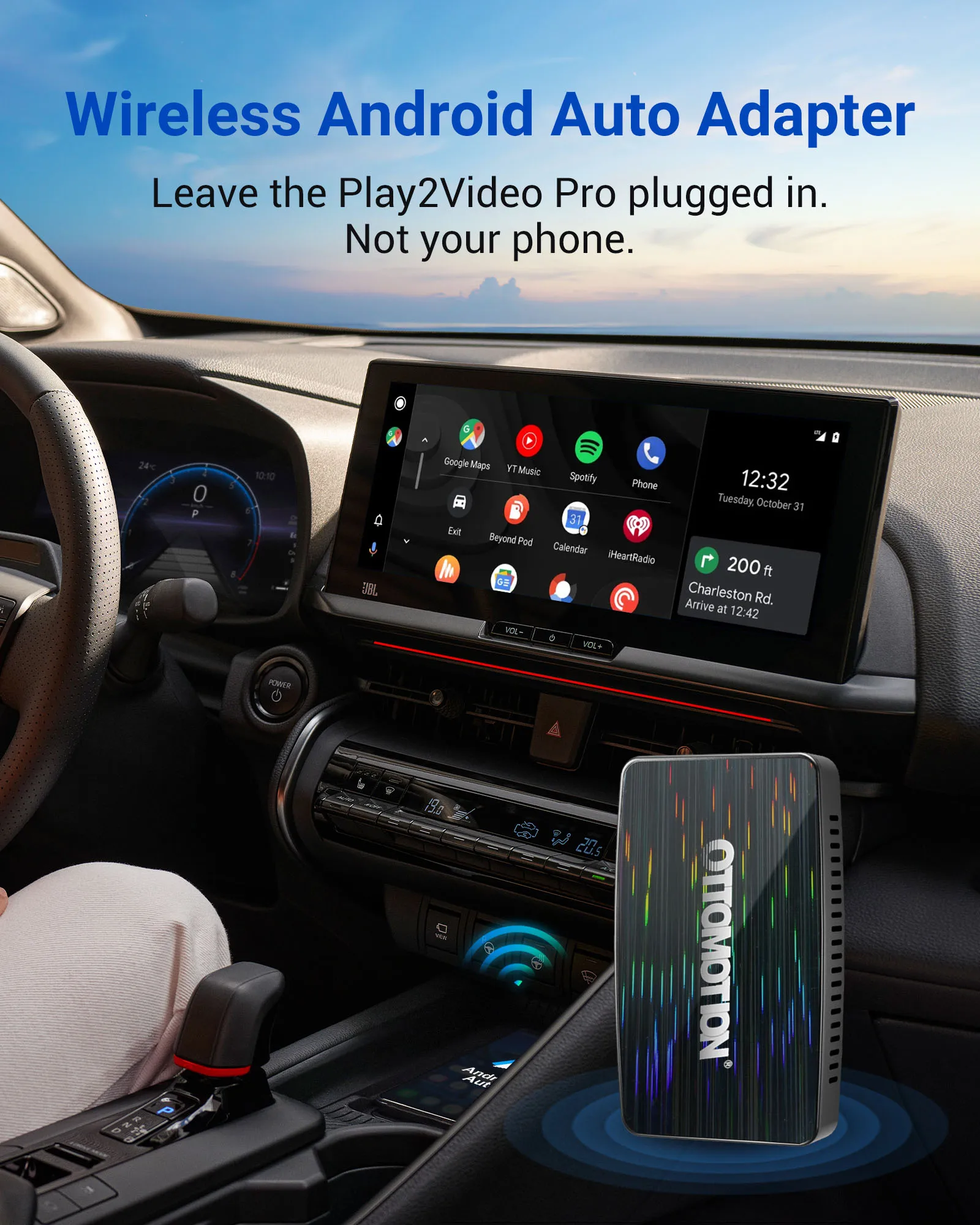 OTTOMOTION Android Ai Box Беспроводной адаптер CarPlay Auto Встроенный Youtube Netflix Spotify IPTV для