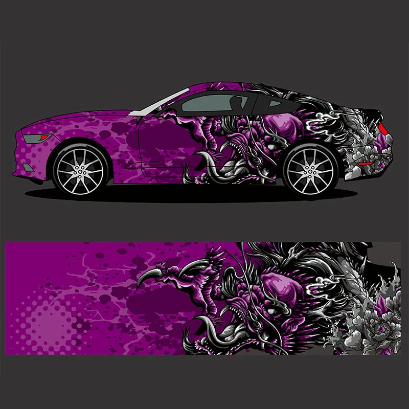 

Truck Car Abstract Racing Graphic Kit Background Dragon for Racing Wrap and Vinyl Illustration Tiger Tattoo Style Car Sticker