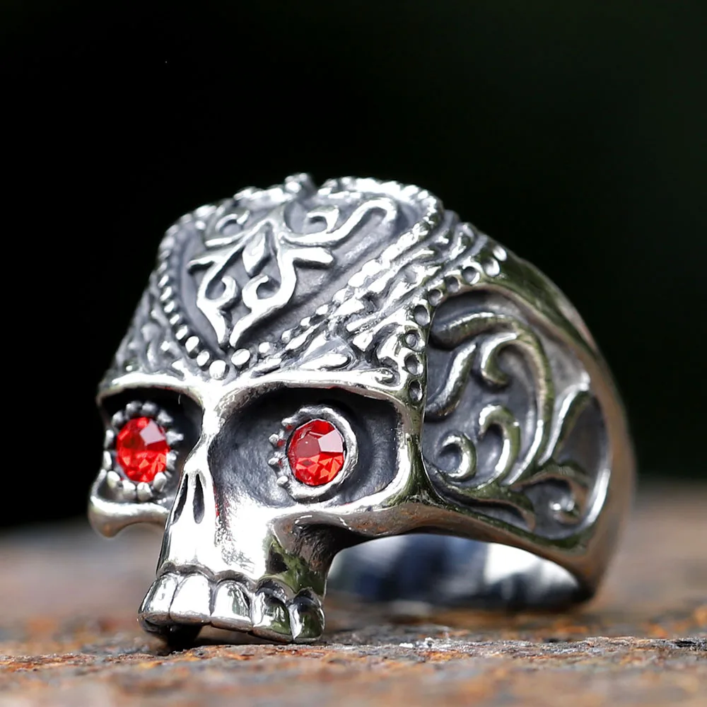

Men's Calvarium Skull hand Ring Gothic 316L Stainless Steel Biker Anel Motorcycle Band jewellery Gift free shipping