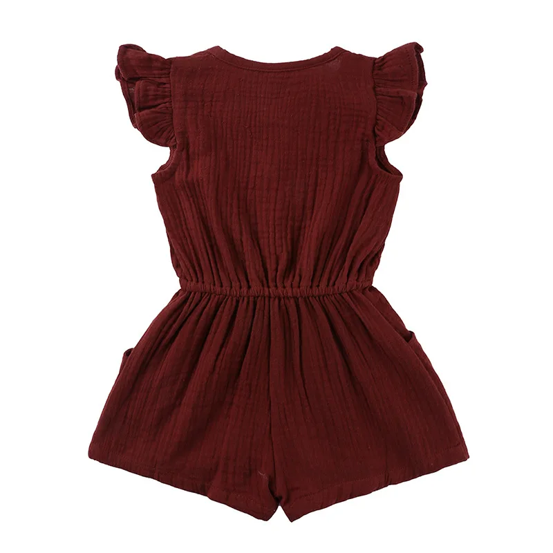 Летний детский комбинезон без рукавов для маленьких девочек с шортами цельная