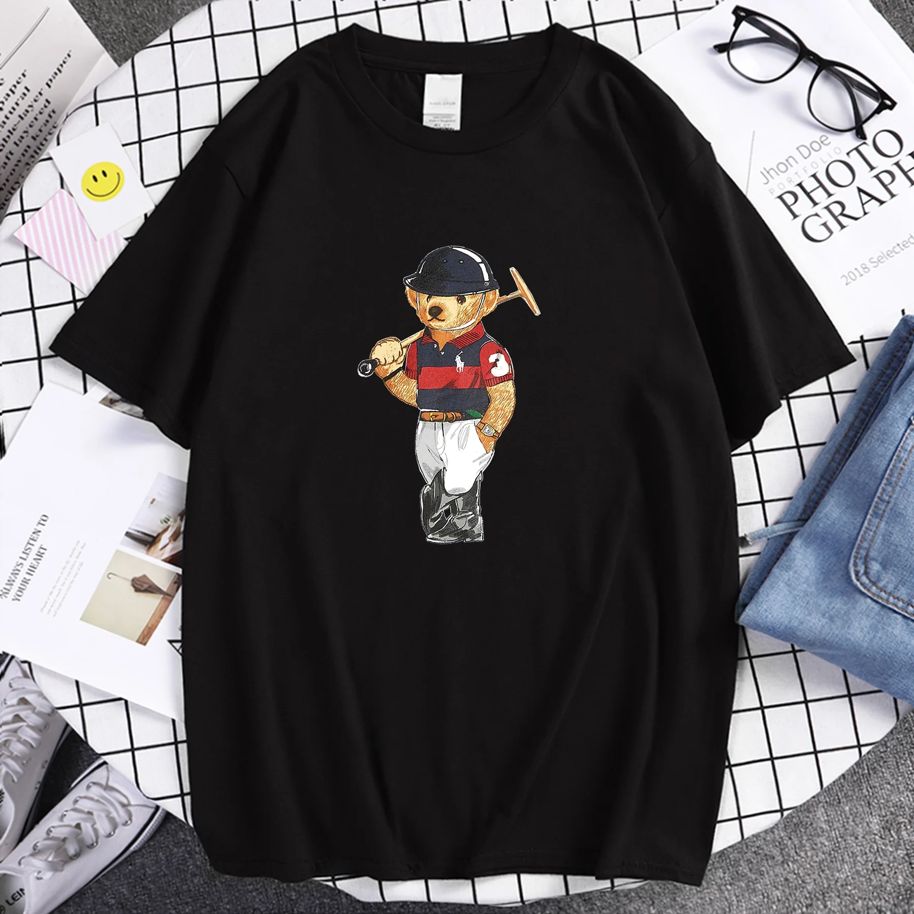 

Vintage Tees Men\women t shirt Casual Unique Oversized T-shirt male Polos Bear T-shirts Graphic Short Sleeve Ladies t shirt