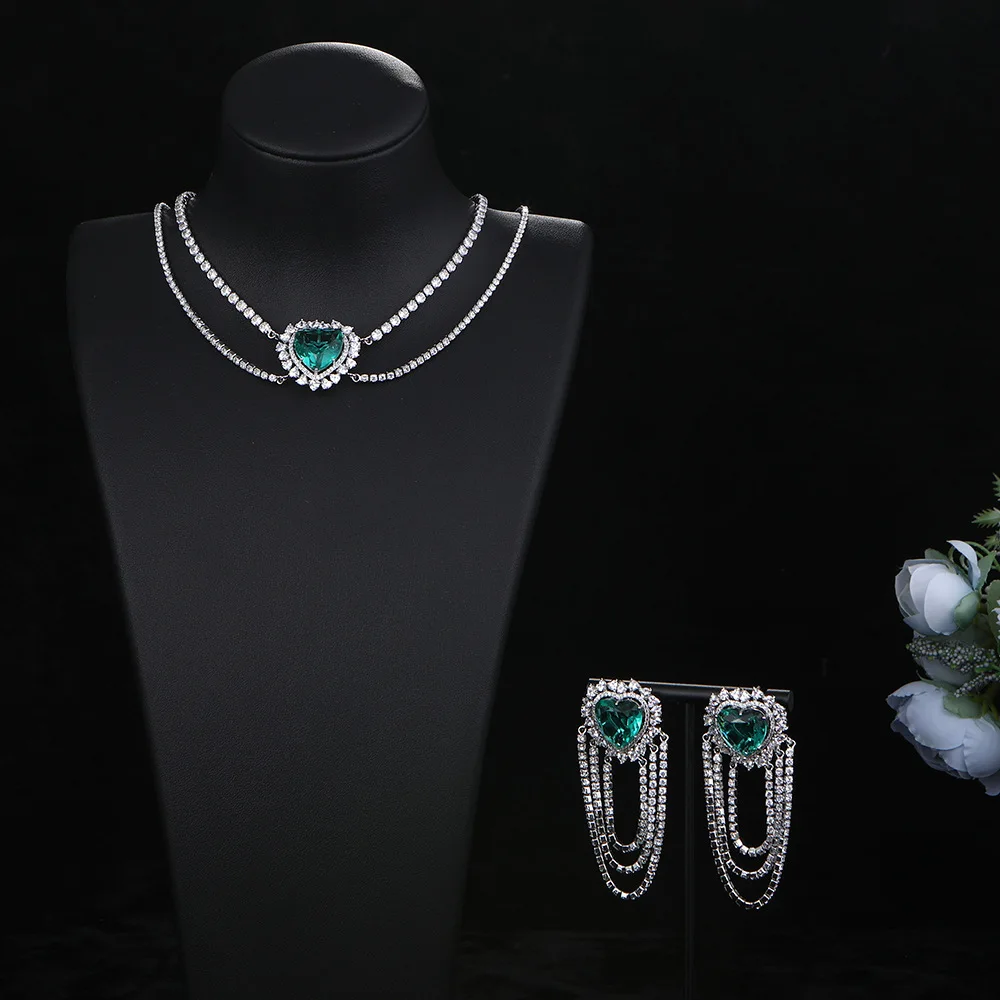 

New Luxury Princess Pear silver color on the neck Necklace for Women Anniversary Gift Jewelry Wholesale