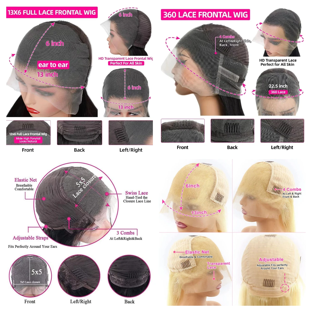 Натуральные цветные парики с объемной волной 360 полные фронтальные прозрачные на