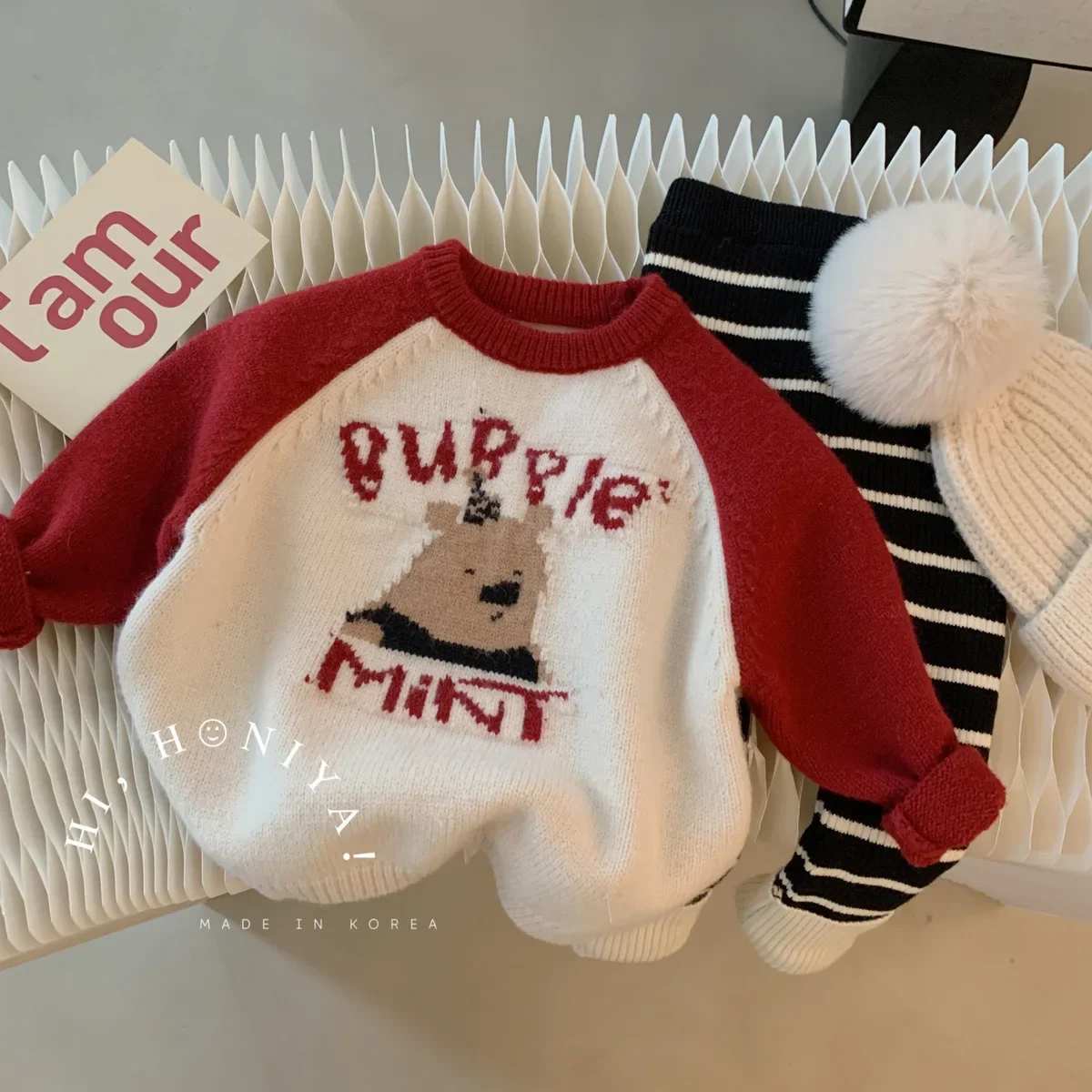 

Корейский свитер для маленьких мальчиков и девочек, пуловеры с рукавами реглан и мультипликационным маленьким медведем для детей, Рождественский свитер, Детская осенняя одежда, новинка 2023