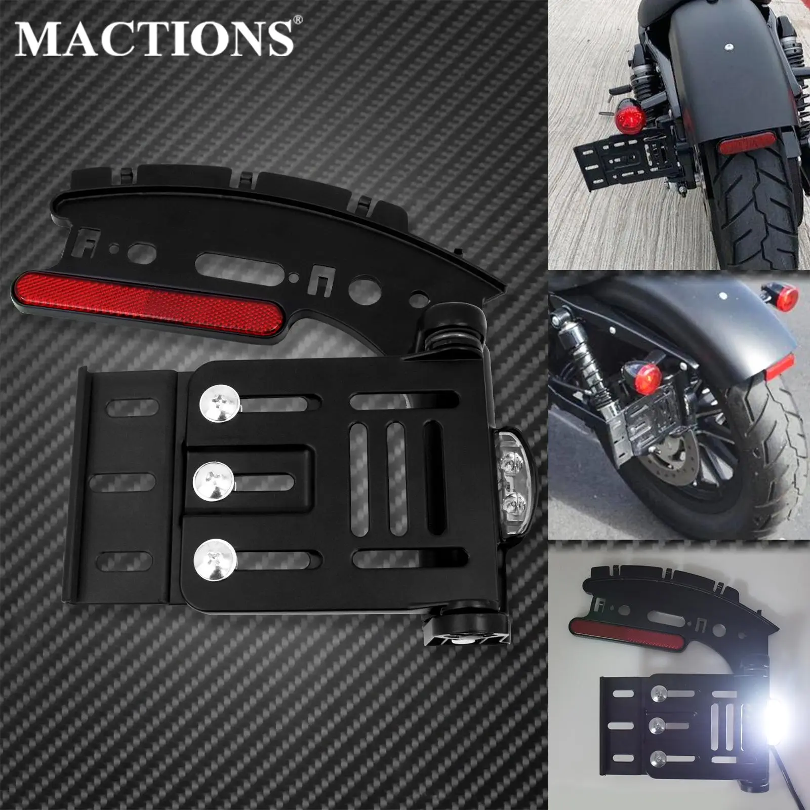 Soporte de placa de matrícula LED plegable para motocicleta Harley Sportster XL 883 Super Low Forty Eight 2004-2021