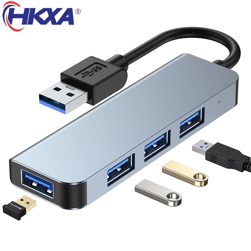 

HKXA High Speed USB 3.0 HUB Multi USB Splitter 4 Ports Expander Multiple USB Expander Adapter Computer Accessories for Laptop PC