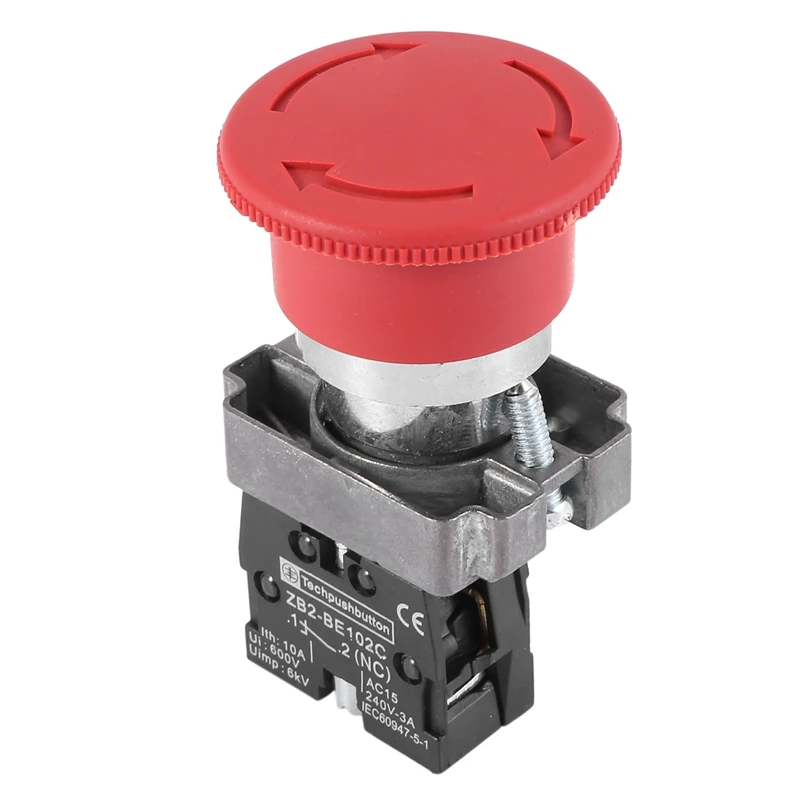 

22Mm NC Red Mushroom Emergency Stop Push Button Switch 600V 10A