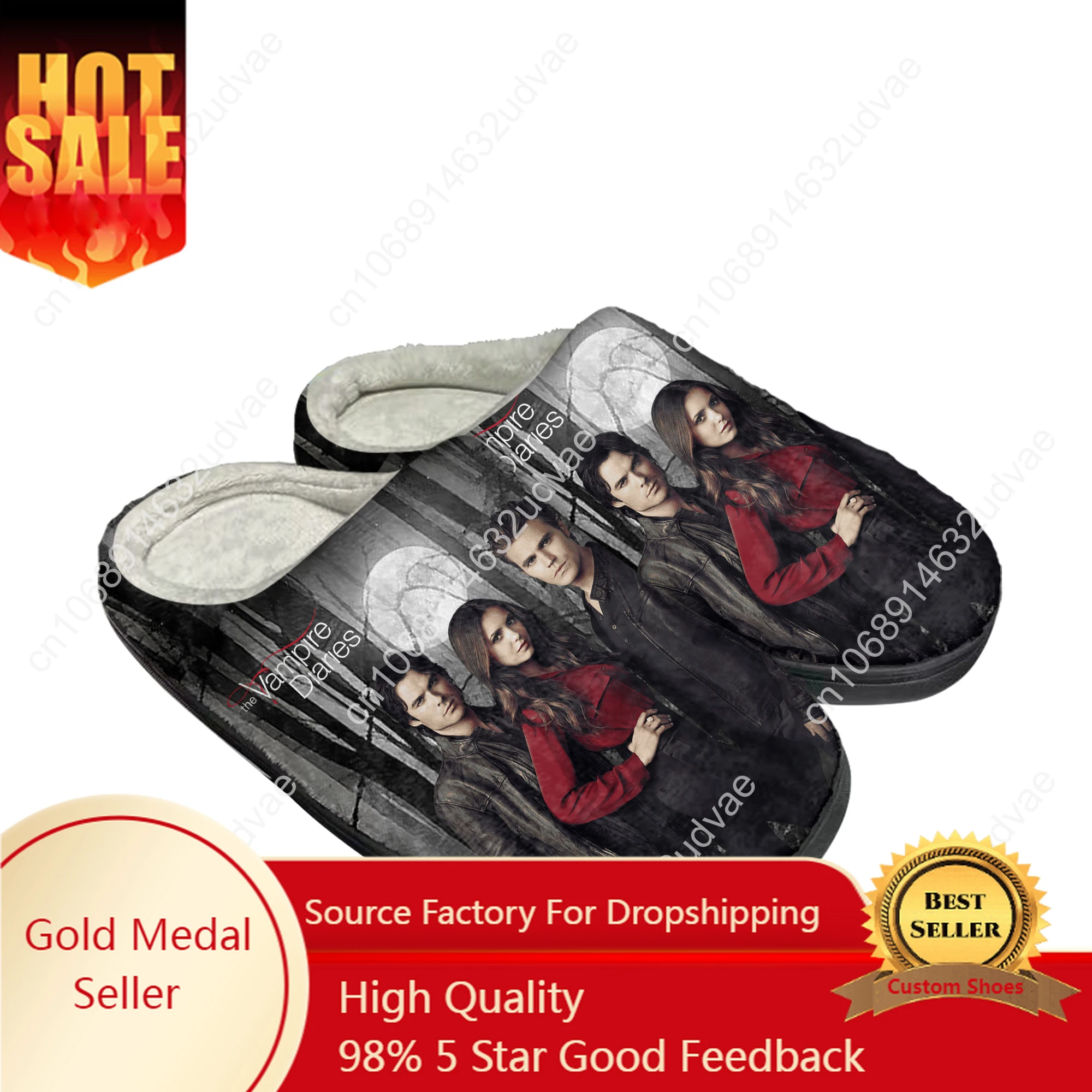 

The Vampire Diaries Damon Salvatore Home Cotton Custom Slippers Mens Womens Sandals Plush Casual Keep Warm Shoes Thermal Slipper