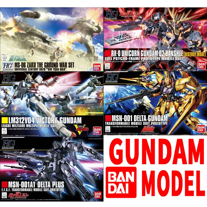 

Bandai Gundam 1/144 HGUC MS-06 Zaku Delta Plus Victory Unicorn Banshee Assembly Model Anime Figures Dolls Toys Collect Ornaments
