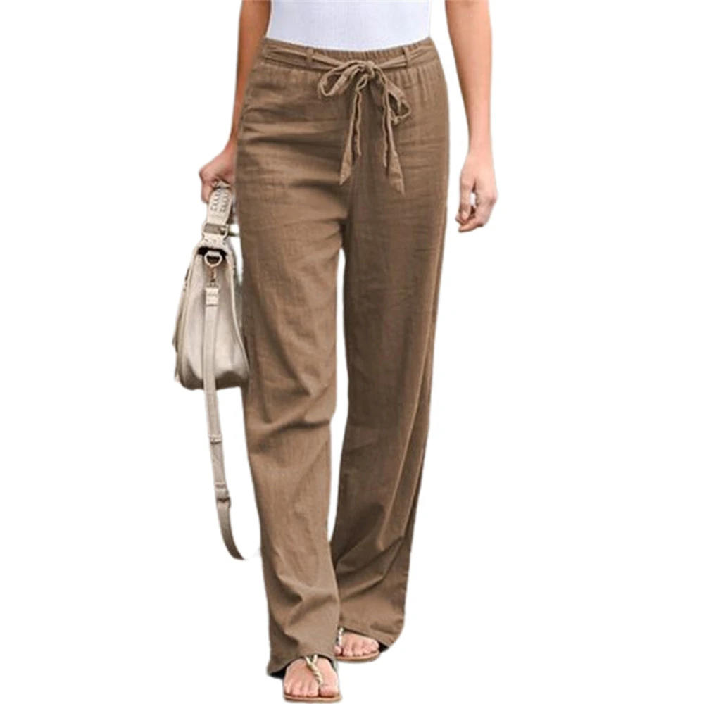 

Брюки женские повседневные, офисные модные штаны, уличная одежда с широкими штанинами, однотонные брюки с завязками и бантом для женщин