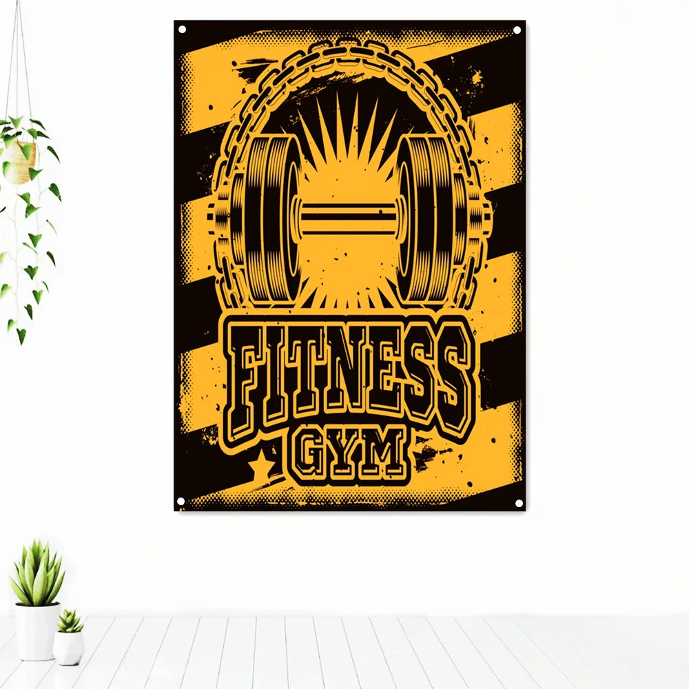 

Exercise Inspirational Tapestry Wall Hanging Painting Home Decoration Fitness Sports Workout Poster Gym Decorative Banner Flag