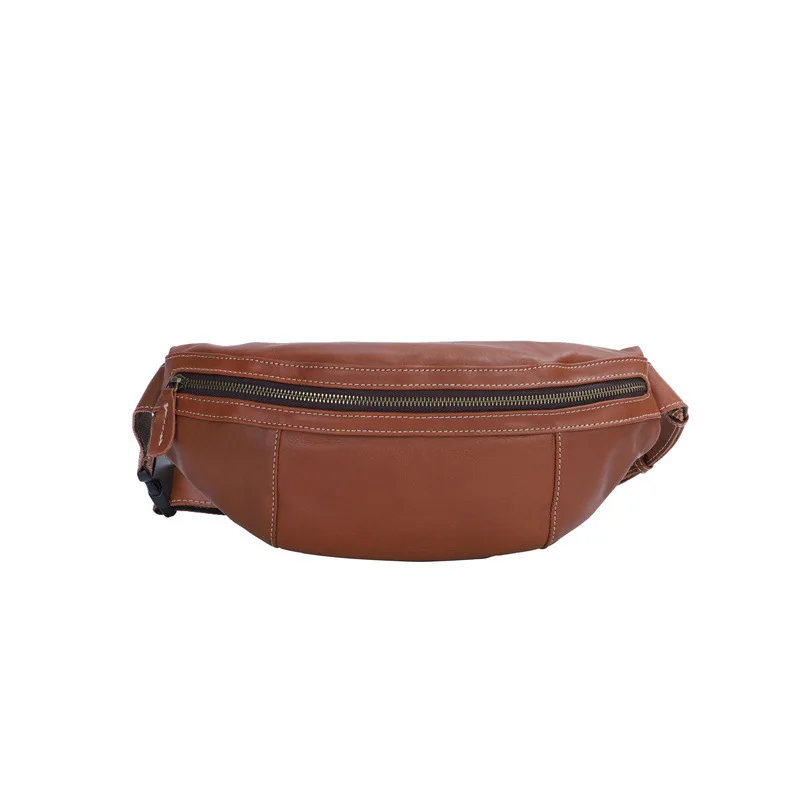 Vintage Genuine Leather Men's Chest Bag High-Capacity Crossbody Bags Male Chest Fanny Pack Casual Shoulder Sling Bag For Men