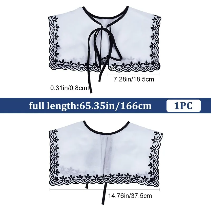 1 шт. съемный воротник из органзы с цветочной вышивкой