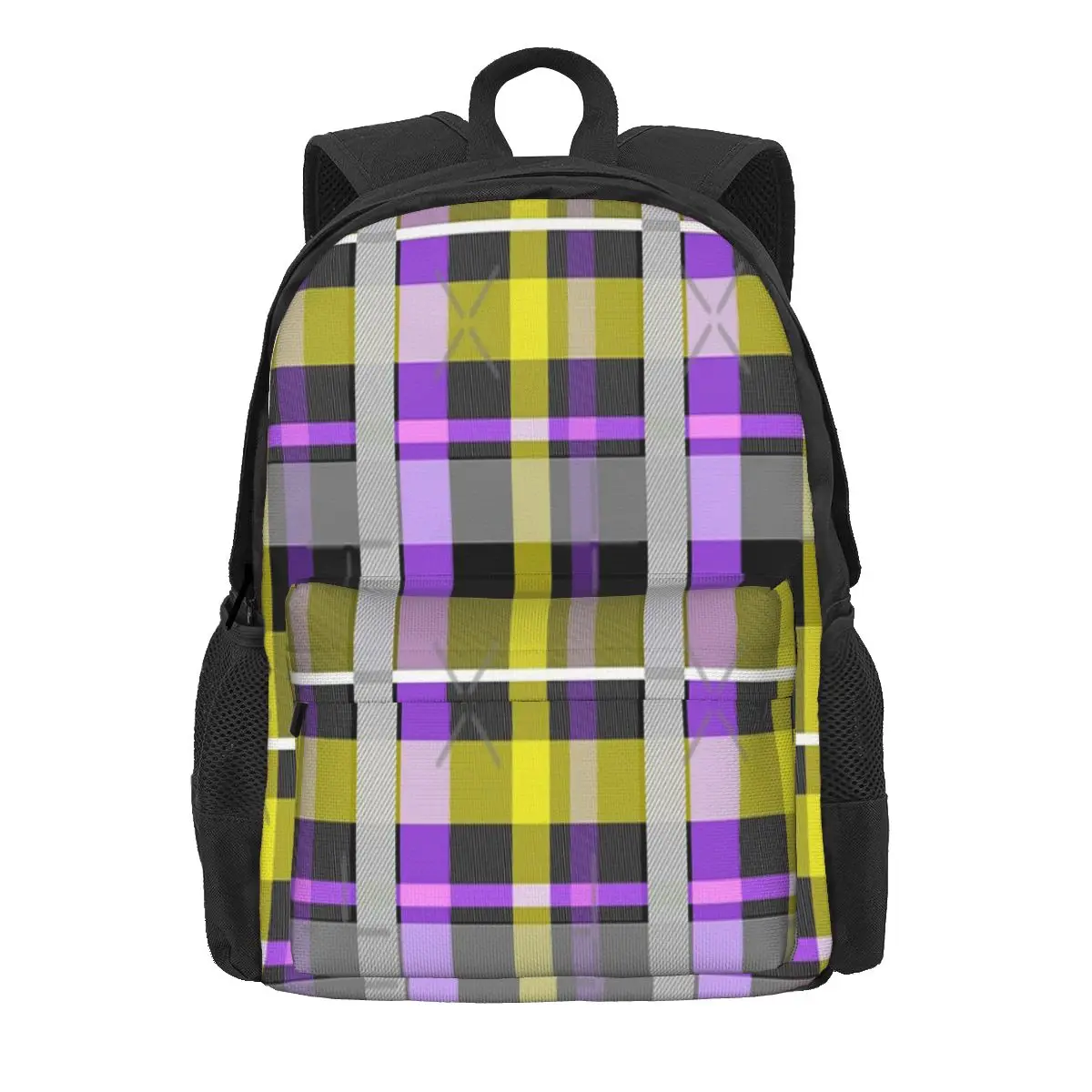 

Nonbinary Flag Check Backpacks Men's Backpacks Bags For Women Plain School Bags Men's Waterproof Backpack