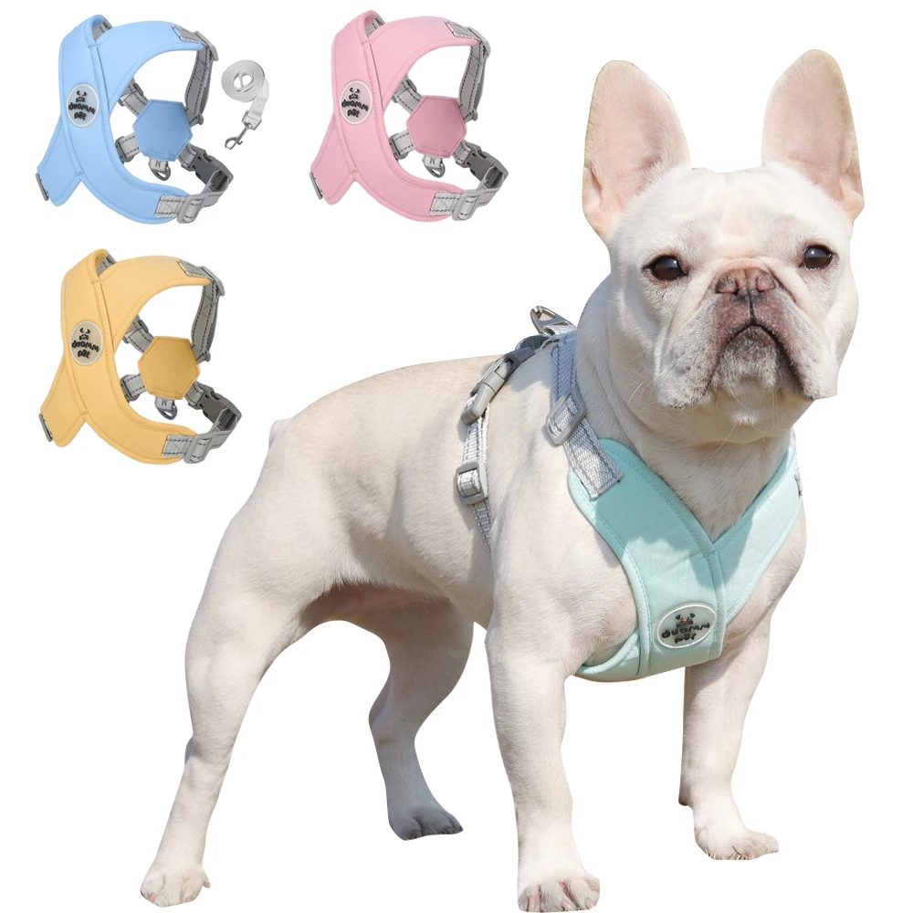 

Summer Dog Harness And Leash Set For Small Dogs Cats No Pull Pet Reflective Breathable Vest Harnesses Puppy Walking Chest Strap