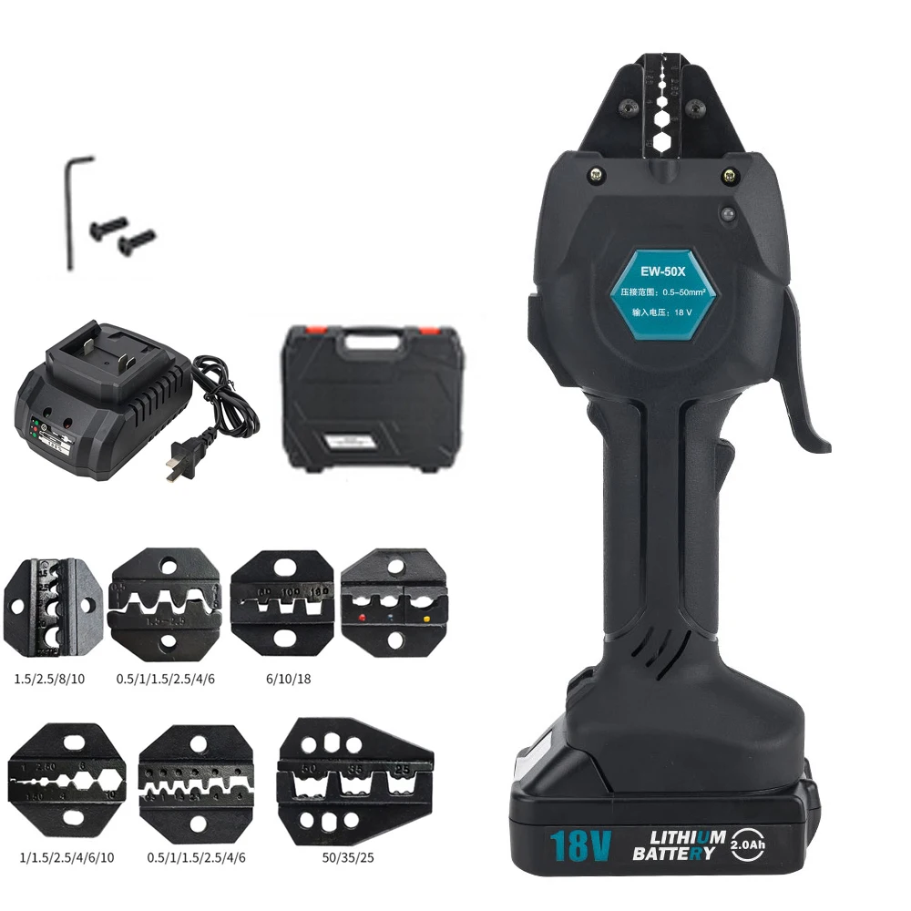 

Перезаряжаемые обжимные клещи Ew-50x, электрические фотоэлектрические клеммы холодного прессования, предварительно изолированные трубчатые клещи, обжимные клеммы