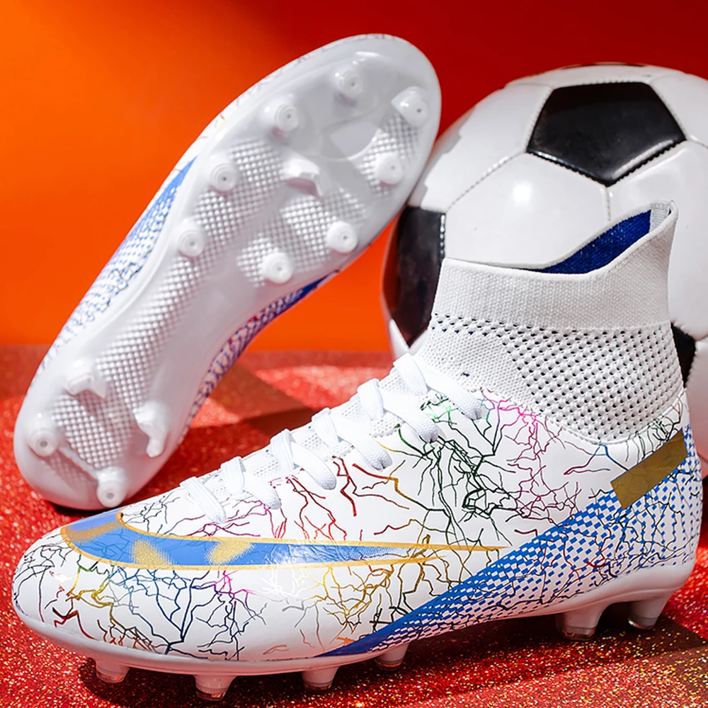 2023 Mens Soccer Cleats High Ankle Shoes Long Spikes TF/AG/FG Outdoor Training Boots Men Women Sneakers Chuteira Futebol New