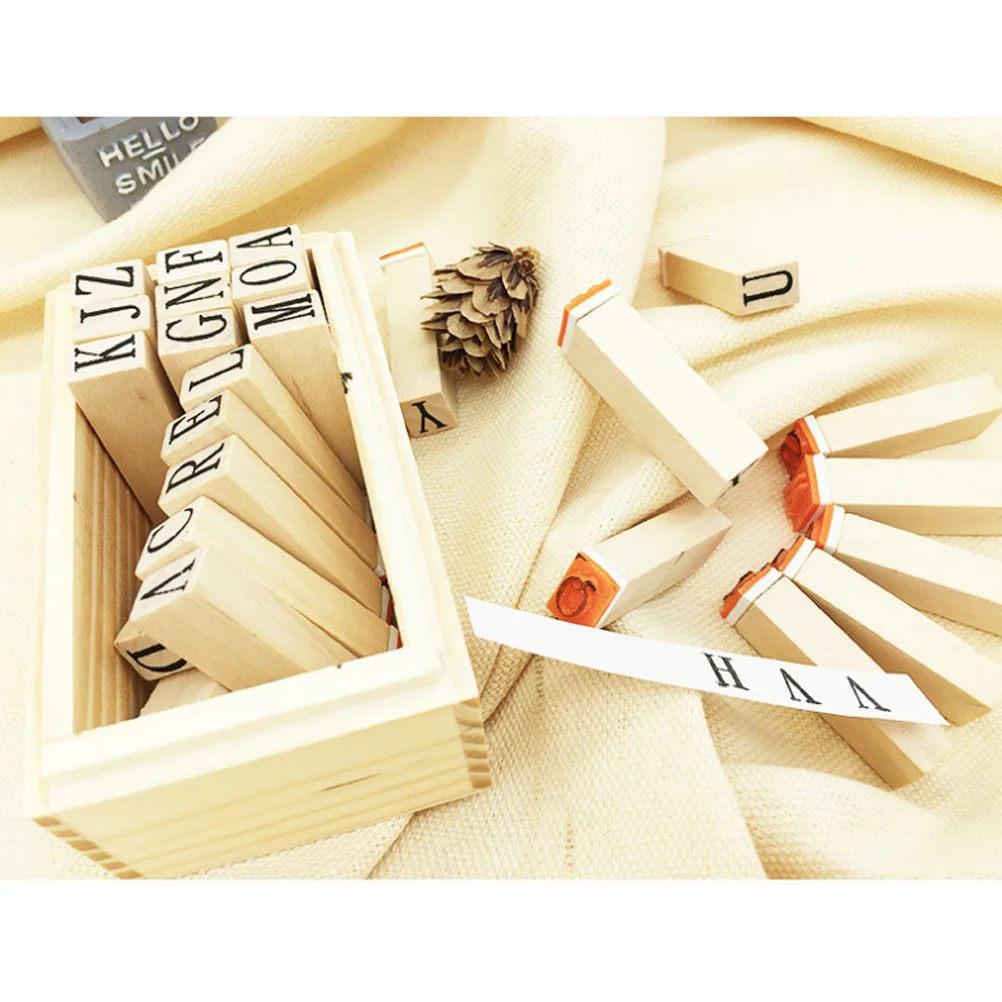 

Abc Stamps Alphabet Stationery Letter Diary Cards Craft Wooden Mounted Rubber Bamboo Student