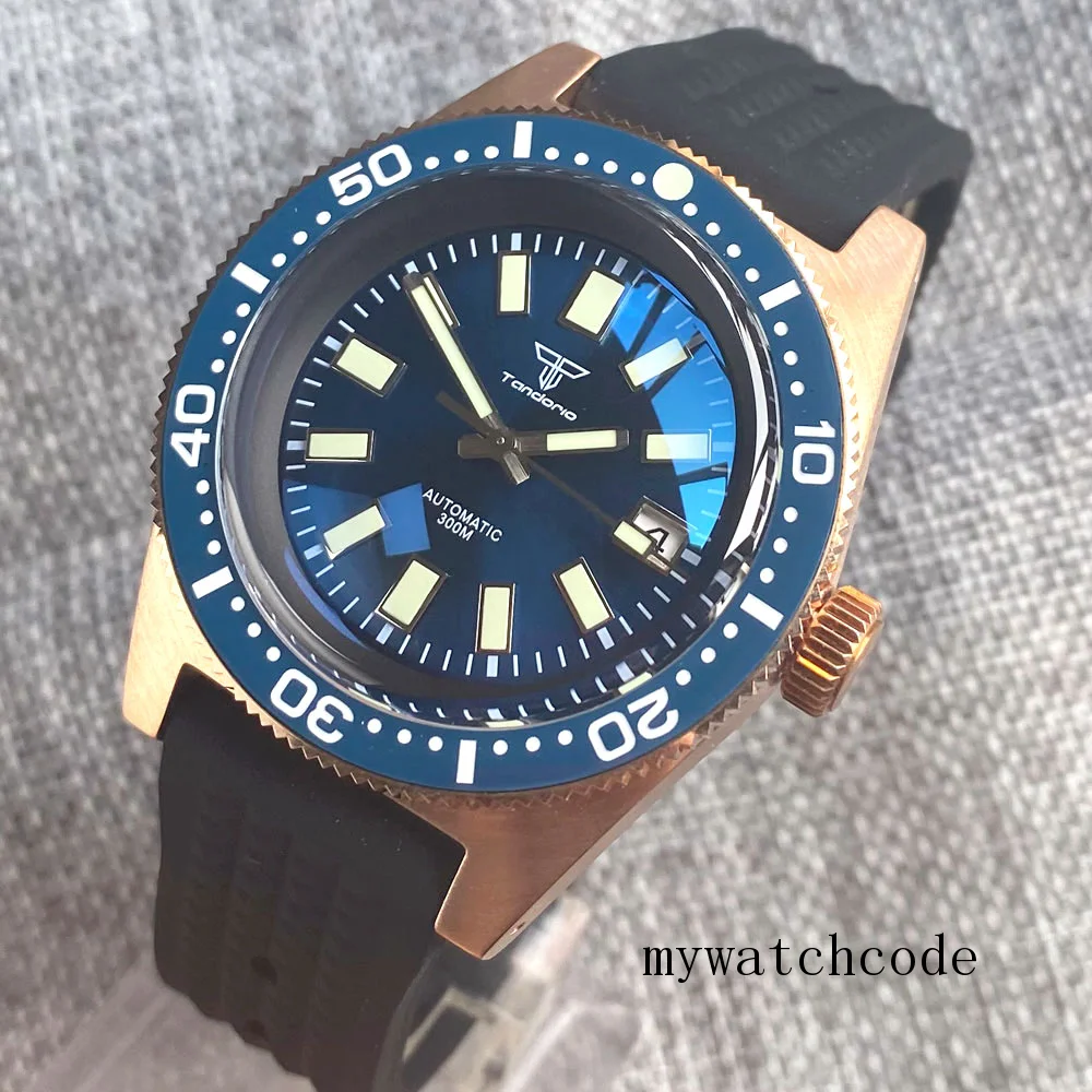 

Tandorio 62MAS Real Cusn8 Solid Bronze PT5000 NH35A 41mm Automatic 300M Diving Men Watch AR Domed Sapphire Glass Ceramic Insert