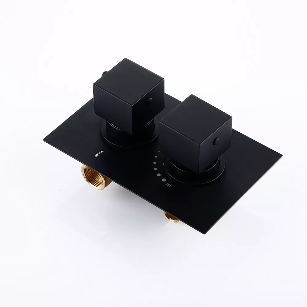 

Brass Black Double-Handle Embedded Thermostatic Cooling And Heating Control Valve Bathroom Shower Faucet