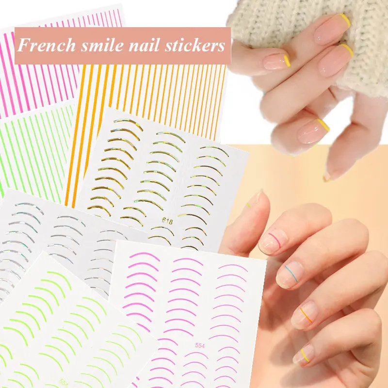 

3D Lines Nail Stickers 12 Colors DIY Stripe Lines Decals Curve Nail Art Sliders Self Adhesive Slider Nails Art Transfer Stickers
