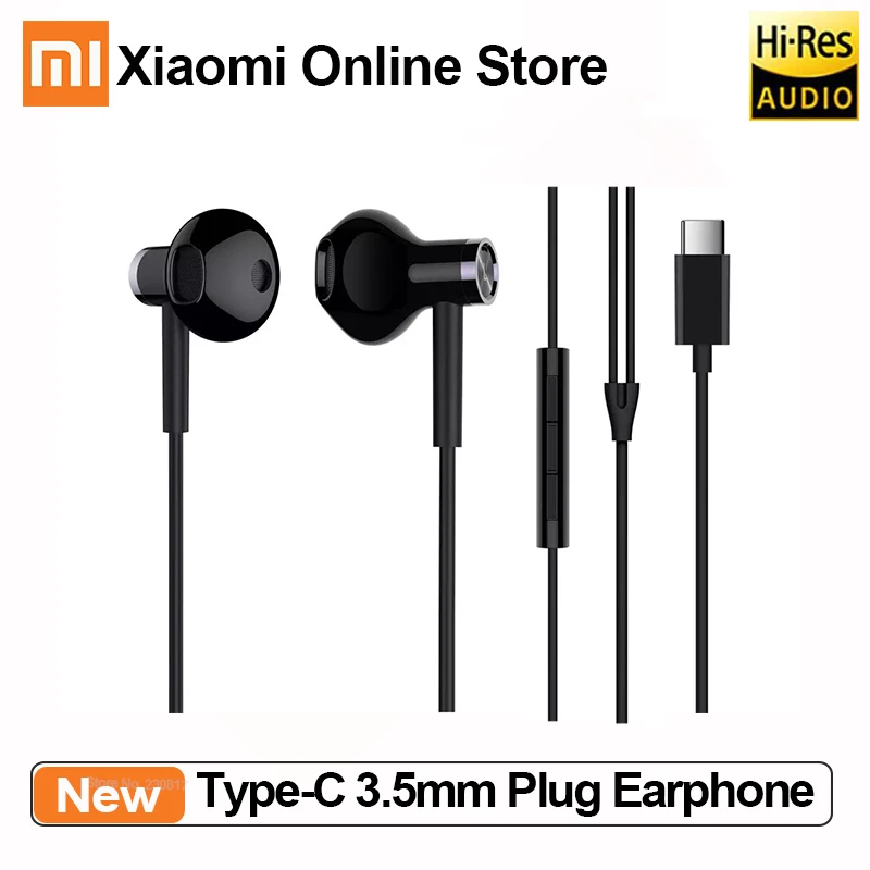 

Xiaomi Mi USB Type-C Earphone 3.5mm Plug Half In-Ear Earphone Wired Control Volume MEMS Microphone Dual Driver Earphones