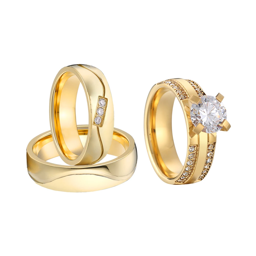 3 шт. наборы свадебных обручальных колец для девочек пары ювелирные изделия из