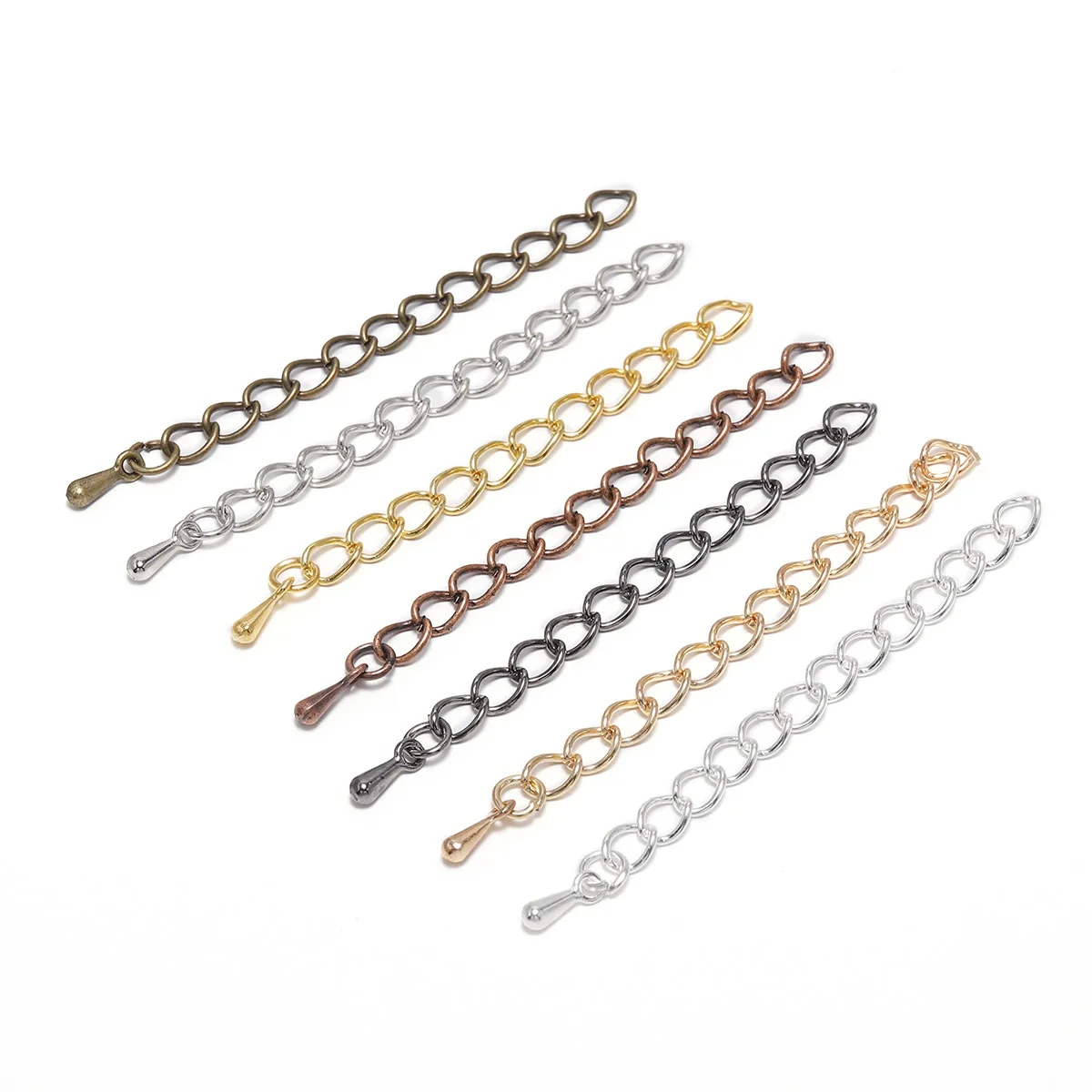 20pcs 50mm/70mm 5*4mm Tone Extended Extension Tail Chain Necklace Connector Finding For Bracelet Base Tray Accessorie - купить по