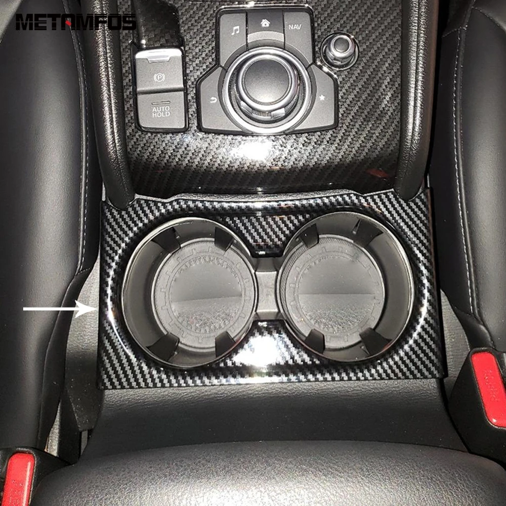 

Для Mazda CX5 CX-5 KF 2017-2020 2021 2022, чехол из углеродного волокна для подстаканника, отделка, аксессуары для интерьера автомобиля, Стайлинг автомобиля