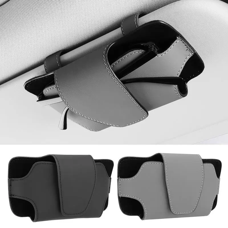 

Car Sunglasses Holder Case Leather Sunglasses Clip Storage Case Automotive Interior Accessories For Glasses Protection Car Visor