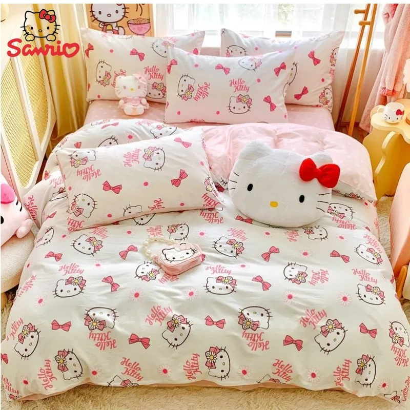 

sanrio princess hellokitty cotton four-piece set household cotton children's dormitory three-piece set twill printing and dyeing