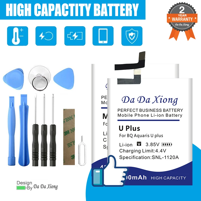 DaDaXiong 2023 New Battery For BQ Aquaris X X5 M5 U V BQ-5034 BQ-5520L Pro Plus Renewal Batteries + Free Tools Kit
