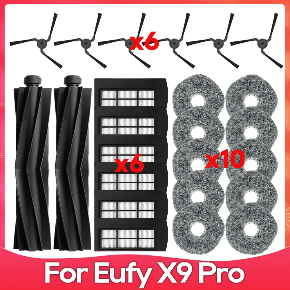Совместим с ( Eufy X9 Pro ) Роликовая боковая щетка HEPA-фильтр тряпка для мытья