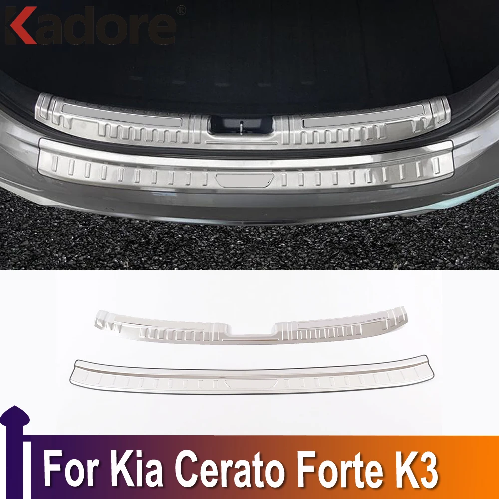 

For Kia Cerato Forte K3 2019 2020 2021 Rear Inner Outer Bumper Protector Trim Door Sill Scuff Cover Plate Stainless Steel