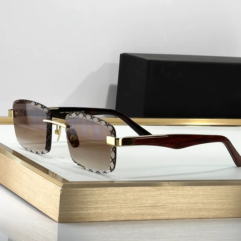Фото Солнцезащитные очки KIZN ARTIST V Luxury Craft Gradient Brown Diamond Cut Boundless для мужчин, оригинальные, высочайшего качества, без оправы, из ацетата, солнцезащитные №2
