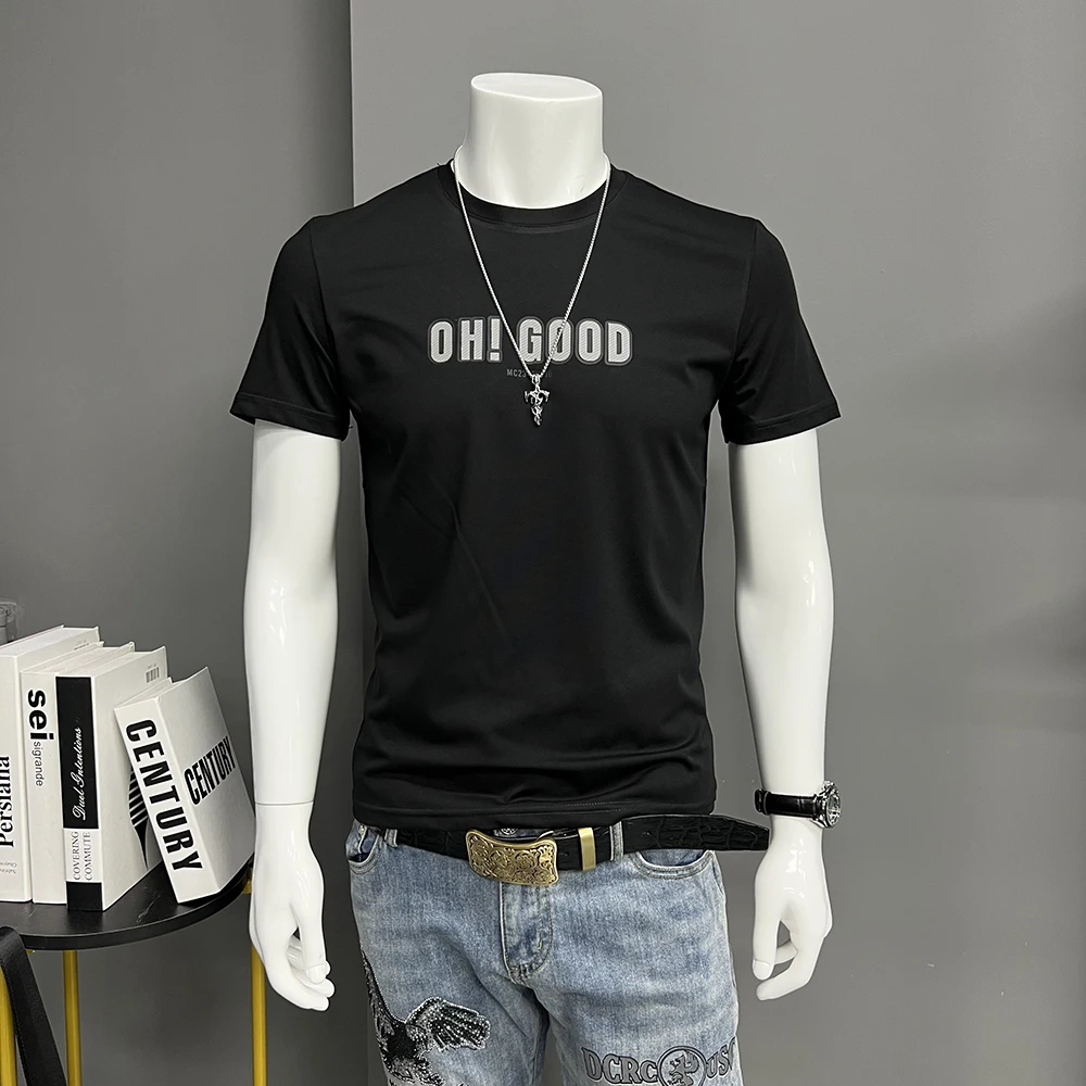 Футболка мужская с буквенным принтом модная брендовая Повседневная облегающая