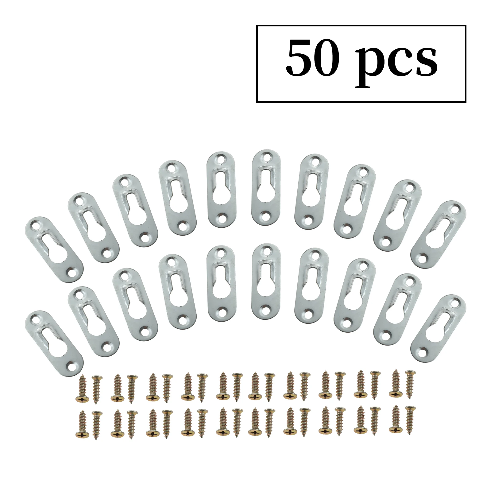 50 шт. железные вешалки для картин + настенные крепления с винтом, крепежные элементы для отверстий, 45 х1, 6 мм, толщина 1,2 мм, пластина, фоторамка, полка, картина, знак