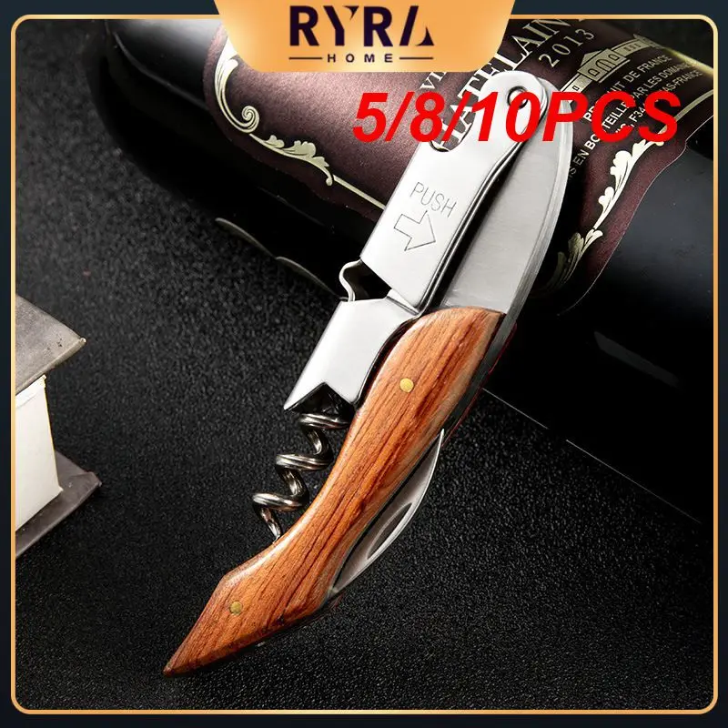 

5/8/10PCS Creative Wood Handle Corkscrew Bar Table Key Bottle Opener Wine Beer Cap Remover Portable Tool Professional